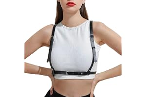 Punk Harness Läder Kvinnor Goth Bröst Kedja Kroppskedjor Krage Harness Bä Kroppstillbehör Smycken för Kvinnor Flickor Rave