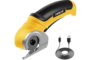 FYEME 4,2V Kartonschneider Elektrisch 23×10×5cm Elektrische Schere USB Aufladung 2000mah Drehbar Pappe Schneiden Gerät zum Schneiden von Stoff Gewebe Leder Teppich Kunststoff Pappe (Gelb)