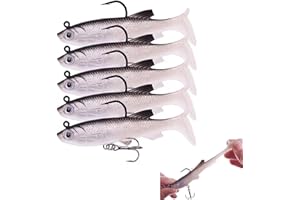 WUWYOUWL WYMAODAN Set di Esche, 5 Pezzi di 8 cm di Esca Morbida Piombo Esca di Mare Attrezzi da Pesca affilato Tweeter Gancio Esca Artificiale T-Coda