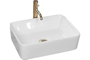 VBChome Waschbecken Keramik 48 x 36 Oval klein eckig Waschtisch Aufsatz-Waschschale BADEZIMMER WC Keramikwaschbecken