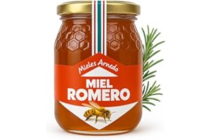 Familycom Miel de Abeja Pura 100% Natural, Miel de Azahar, Encina, Romero y Tomillo. Cruda 1Kg Sin filtrar, Alta Concentración de Minerales (Romero)