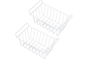 VINGVO Freezer Baskets, 2PCS White Wire Pe Storage Baskets, Freezer Baskets for Chest and Upright Freezer, Large Wire Baskets for Storage (Four Sizes are Available) (L 45cm X W 24.5cm X