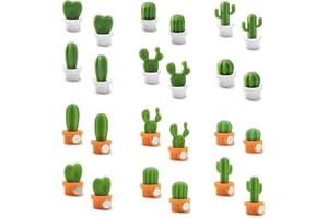TWUTGAYW 24pc Fridge Magnet Cactus, Mini Magnets Strong, Cute Small Magnets, Magnets for Whiteboard Office Kitchen Home Decor Refrigerator Use(White+Orange Cactus)