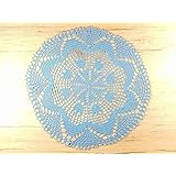 Rundes Häkeldeckchen blau Tischschmuck Tischdekoration Deko Deckchen