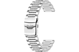 Kai Tian Srebrny, czarny, wysokiej jakości pasek do zegarka ze stali nierdzewnej, siatkowy pasek do zegarka dla mężczyzn i kobiet, podwójne zamki, zapięcie do zegarka, bransoletka, zamiennik