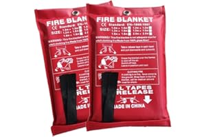 ISOP Coperta ignifuga grande, 180 x 200 cm, confezione da 2 pezzi, coperta antincendio in fibra di vetro, coperta di emergenza resistente, coperta di sopravvivenza di grado A