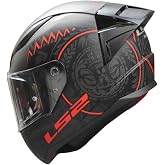 LS2 Rapid 2 Takaroa Mat Siyah-Kırmızı Motosiklet Kaskı, ECE 22.06 G&uuml;venlik Sertifikalı, G&ouml;z Alıcı Tasarım, Pinlock Uyumlu Viz