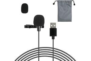 JUGNAW Microfono USB, Microfono Lavalier 1.5 m Plug & Play per PC, Mac, Laptop, Skype, Podcasting, Registrazione - Alta Sensibilità, Qualità del Suono Cristallina, Facile da Usare, Nessun rumore
