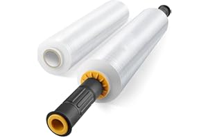 BTDAO Lot de étirables avec poignées, 38,1 cm x 304,4 m, emballage en plastique de calibre 60 pour emballage de palettes et protection de surface (2 Rolls)