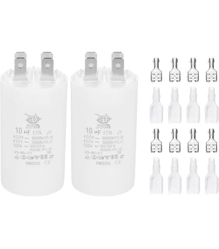 PATIKIL CBB60 10uF Run Capacitor 450V AC - 2-Pack For Motors, Water Pumps, Washing Machines (60x35mm)
