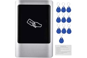 Qinlorgo Lecteur RFID d'accès de Porte, contrôleur d'accès à écran Tactile en métal étanche IP65, Carte de Gestion, Serrure de Porte Intelligente avec 10 Cartes d'accès (IC : 13,56 MHz)