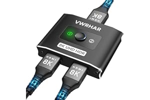 VWRHAR Switch HDMI 4K 120Hz HDR, 8K Sdoppiatore HDMI Alluminio HDMI Switch Bidirezionale 2 in 1 out o 1 in 2 out, HDMI Splitter Supporta HDCP 2.2/2.3 Dynamic HDR, Commutatore HDMI Per TV/PS5/Xbox-Serie X
