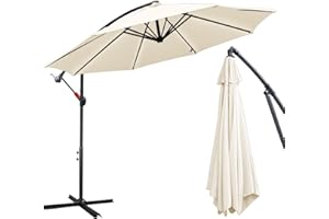 Daromigo Sombrilla de 300/350 cm con manivela | Sombrilla con soporte | Sombrilla de jardín, protección UV de aluminio | Sombrilla de mercado impermeable para jardín