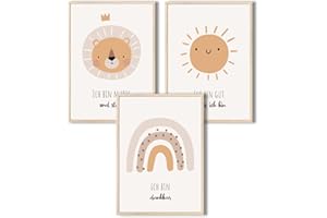 MeinBaby123® I Affirmationsbilder,Lot de 3 posters DIN A4,Images pour chambre d'enfant,Décoration de chambre de bébé,Poster mural de qualité supérieure (Set d'affirmations V4)
