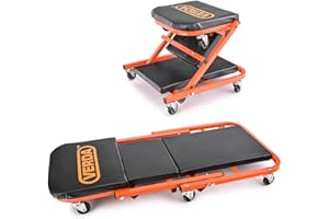 Verda 2in1 Werkstatt Rollbrett max. Belastung 150 kg, KFZ Montageliege, Werkstatthocker + Rollliege, reibunglose 360° Lenkrollen SN6711