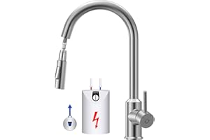 CECIPA Niederdruck Armatur Küche Ausziehbar, Höhe 404mm Wasserhahn Küche 3 Anschlüsse mit Hohem Bogen, 360°Schwenkbar küchenarmatur niederdruck,G3/8 Anschluss,Edelstahl