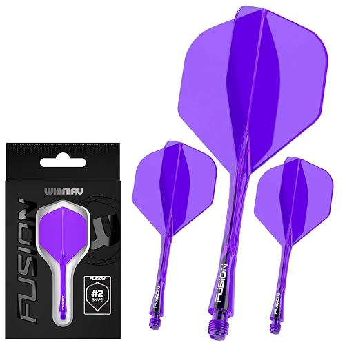 WINMAU Darts Fusion Integrated Flight & Shaft System - No.2 Shape and Design - Available in Short, Intermediate & Medium - Available in Variety of Colours