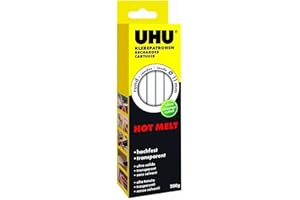 UHU Heißklebepatronen Hot Melt, Transparente Klebepatronen, 11 mm Durchmesser, transparent, 200g