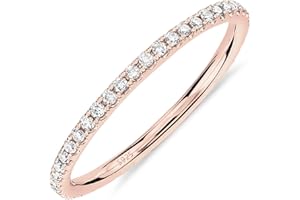 PAVOI 14K Gold Plated Sterling Silver CZ Simulated Diamond Stackable Ring Eternity Bands for Women