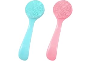 Oruola Lot de 2 brosses de nettoyage et d'exfoliation pour le visage, poils doux et imperméables en silicone, convient pour homme et femme