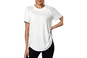 Terecey Tee Shirt Sport Femme Manches Courtes T-Shirt Maille Respirant Séchage Rapide Haut de Fitness Léger pour Yoga Running Gym
