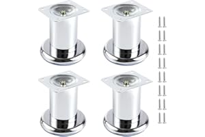 MixDora 4 x Furniture Foot Wardrobe Foot Bed Feet Couch Feet Sofa Feet Furniture Leg Base Chrome (80mm)