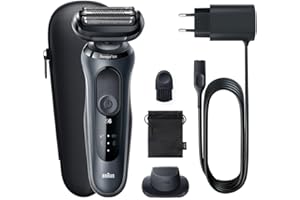 Braun Series 6 golarka elektryczna z nasadką EasyClick, SensoFlex, elektryczna golarka, trymer precyzyjny, na mokro i na sucho, prezent dla mężczyzny, wyprodukowano w Niemczech, 61-N1200s, szara