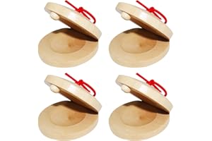 MEISH 4Pcs Wooden Castanets Finger Clackers Clappers Education Clappers Percussion Instruments Mini Clap Toys for Kids