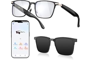 Fagalil Smart AI Glasses, Bluetooth Sunglasses for Men Women with Real-Time Translation and Voice Assistant Open Ear Smart Sunglasses with Blue Lightand UV Pretection Interchangeable Lenses