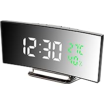 Sveglia Digitale Specchio LED 7'' - Display Grande, Luminosità Regolabile, Temperatura, Data, Snooze, USB