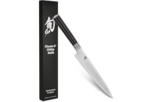 KAI Shun Classic Couteau Utilitaire Japonais 15 cm Longueur de Lame - Couteau Damas 32 Couches Noyau VG MAX - 61 (±1) HRC - bois de pakka - Fabriqué au Japon - Forgé