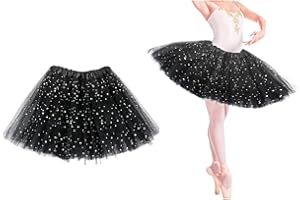 NTRUXZP Falda de Tutú para Niñas Falda de Tul para Ballet Elástica Disfraz de Princesa Carnaval de Largo Talla Única Niños Niñas Tul Falda Tutu Lentejuelas Falda Glitter Colorido Ballet