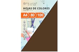 OFITURIA Pack 100 Hojas Color Marron Tamaño A4 80g