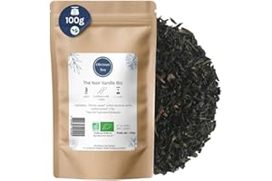 OBVIOUS TEA Thé Noir Vanille Bio - Thé Assam Vegan en Vrac, 100% Naturel, Sans OGM - Agriculture Biologique - Fabrication Française - Sachet 100 gr (50 Tasses)
