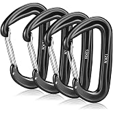MSIHEY 4 x Aluminium Alloy Carabiners 1200 kg/12 KN for Hammocks Keychains Camping Fishing Swings and Hiking Accessories