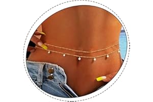 Flovel Boho Pearl Catena in vita Catene per il corpo a strati in oro Rave Nightclub Belly Chain Jewellery per donne e ragazze