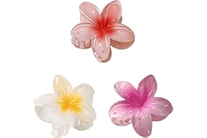 SBYHBHYDS 3 Stück Ei-Blume Haarklammer für Dickes Dünnes Haar,1 Stück rutschfeste Acryl niedliche Blumen Haarspangen Große Haarklammern für Frauen Mädchen Haarstyling Strand Party Pool Zubehör (A)