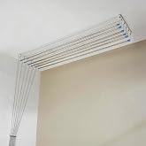 Amazon Basics Heavy-Duty Stainless Steel Ceiling Cloth Dryer (6 Pipes x 6 Feet) with UV-Protected Nylon Ropes – Balcony Cloth