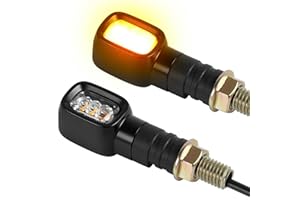 ‎EVERMOTOR evermotor 12V Mini LED Blinker Motorrad, E24 E-geprüft, 2 Stück 1.2W Retro Motorrad Blinker Rechteckig, M10-Gewinde, LED mit hoher Helligkeit, IP67 Wasserdicht
