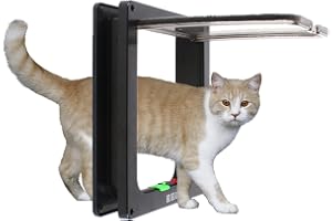 Kattklaff, 28,5 x 24,5 x 5,5 cm kattdörr, dubbelriktad, husdjursklucka med lås, för katter och små hundar