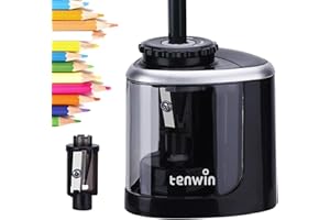Tihoo tenwin Bleistiftspitzer, elektrischer Bleistiftspitzer mit langlebiger Klinge zum schnellen Anspitzen, batteriebetriebener automatischer Anspitzer für Bleistifte Nr.2/Farbstifte (6-8mm), Schwarz