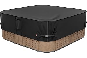 iBirdie Wasserdichte Whirlpool-Abdeckung für den Außenbereich, 198,1 x 198,1 cm, passend für 76 x 76 oder 75 x 75 oder 77 x 77 quadratisch, SPA 600D, strapazierfähig, wetterfest, Schutzkappe