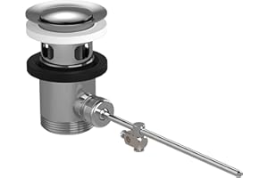 hansgrohe Ablaufgarnitur mit Zugstange für Waschtisch- und Bidetmischer, Verschluss für Standard-Waschbecken und Bidets mit Überlauf, Ablaufstopfen aus Messing, Chrom, 94139000