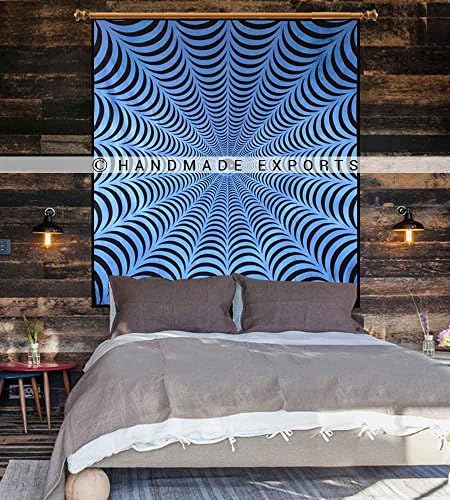 Handmade Exports Ying Yang Tapestry Blue Cotton Hanging Dorm Decor Wall Hanging Tapestries