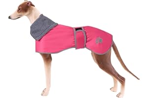 Geyecete Abrigo Invierno Impermeable para Perro Galgo, con Forro Polar cálido y Agujero del arnés, Térmico Chaquetas Ideal para Uso al Aire Libre, Perros medianos y Grandes-Rosa-XL