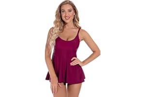 Voqeen Traje de Baño en Dos Piezas Mujer Tankini Vest y Short de Baño Traje Conjunto de Bañador Flor Impresa Swimsuit con Volantes y Bragas para el Mar y Playa