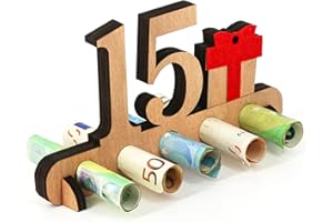 Giftota Regalo de Madera para 15 Cumpleaños - Libro de Visitas de Letrero de Madera de 15 Años para Hombres y Mujeres - Regalo de Dinero de Madera - Decoración de Madera para Amigos y Familiares