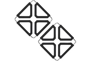 JXPXJMY 2 Piezas Juego de Salvamanteles de Silicona con Marco Plegable de Acero Inoxidable, Almohadillas Aislantes Resistentes al Calor para Ollas Tazas Platos y Cuencos (Negro)