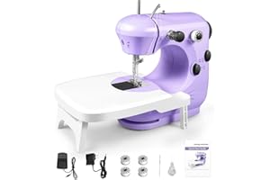 Casafield Mini Sewing Machine for Beginners, Portable Sewing Machines with Extension Table, Adjustable 2 Speed with Foot Pedal with Sewing Kits, Best Gift for Kids Women Household, ABS-V1, Purple