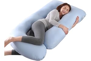 SHANNA Cuscino Gravidanza per Dormire, Cuscino Allattamento e Gravidanza, Grande a Forma di U e Supporto Premaman con Rivestimento in Cotone sostituibile e Lavabile (Blu)
